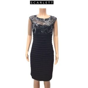 Scarlett Black & Silver Sequin Sleeveless Cocktail Sheath Dress